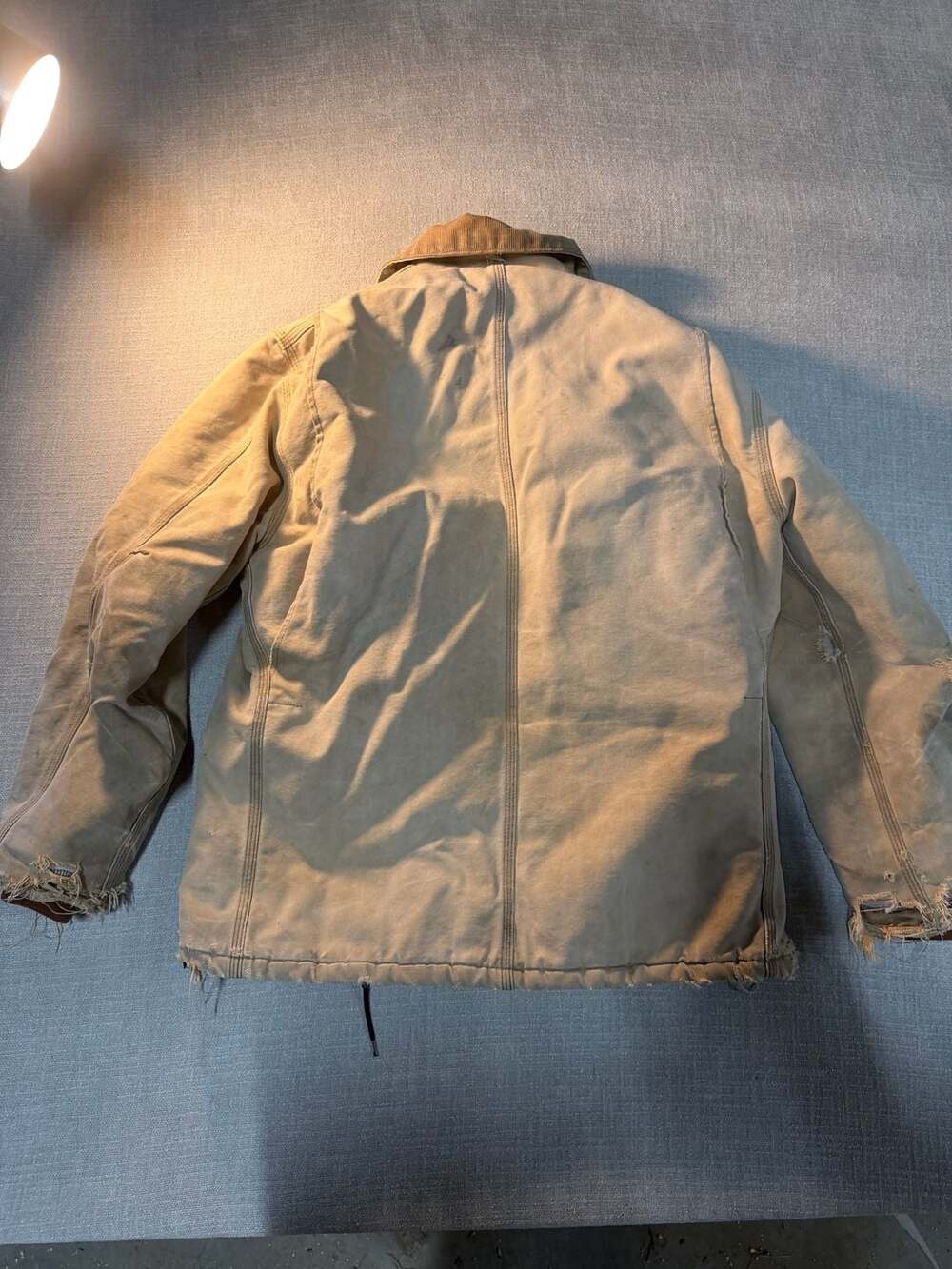 Vintage Carhartt Duck Canvas Quilt-Lined Chore Coat with Corduroy Collar - Picture 12 of 15